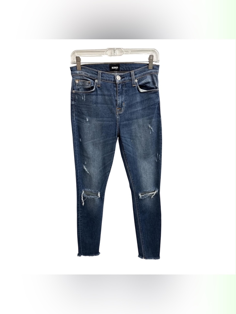 Hudson Jeans Distressed Skinny Jeans - Dark Blue Size S